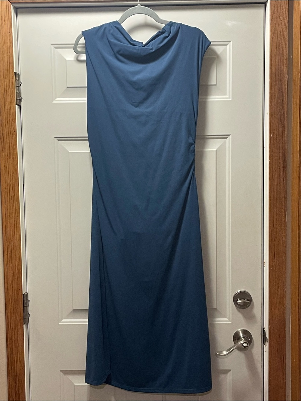 HALARA Slate Blue Cowl Neck Maxi Dress w/ shaping shorts D8 - Picture 1 of 10
